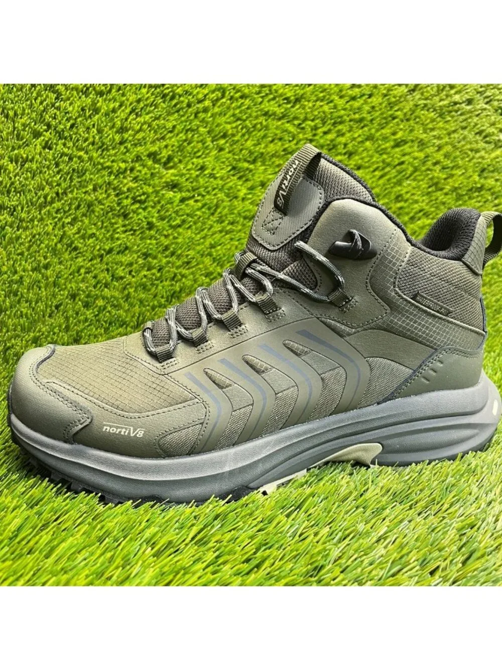 Nortiv 8 Mens Size 10.5 Green Gray Outdoor Lace Up Waterproof Pro Hiking Boots